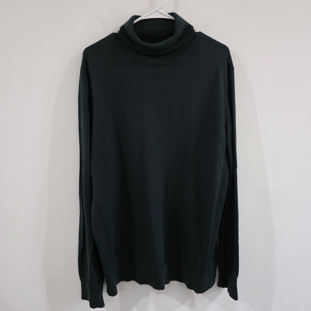 Express Mens Merino Wool Turtleneck Weater Size XL‎ Green Soft Cozy